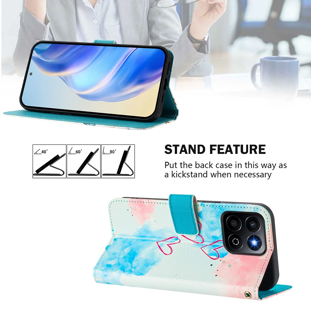 Vibrant Illustrated Shockproof Flip Phone Wallet Case