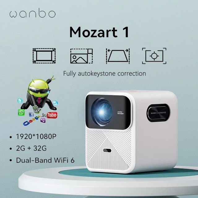 Wanbo 2023 NEW Projector Mozart 1 1080P Full HD WIFI 6 Auto Focus&Keystone  900 ANSI Lumens