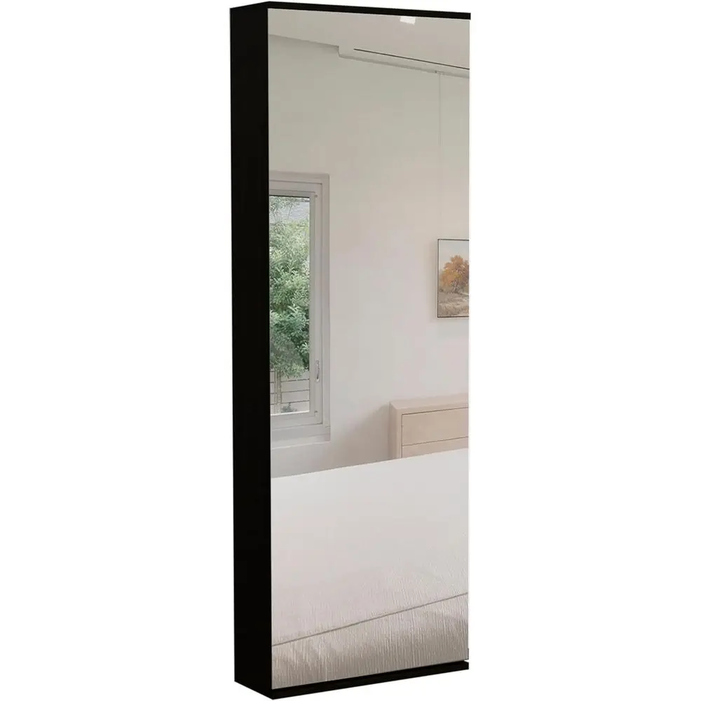 Wall-Mounted Shoe Rack with Mirrored Door, 10-Pair Storage, Space-Saving Design for Entryways and Bedrooms