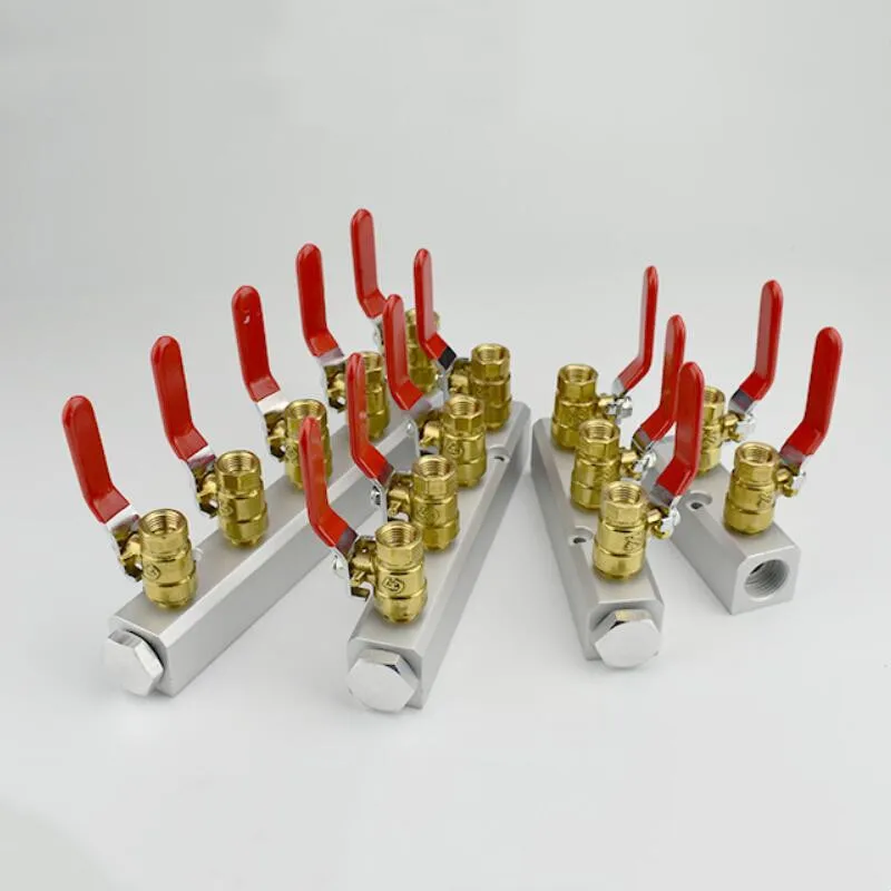 Alumínio Bsp Fêmea Thread Pneumático Bloco Manifold Distribuidor Divisor com Válvulas de Esfera tipo Largo in in 30 mm x 30 mm
