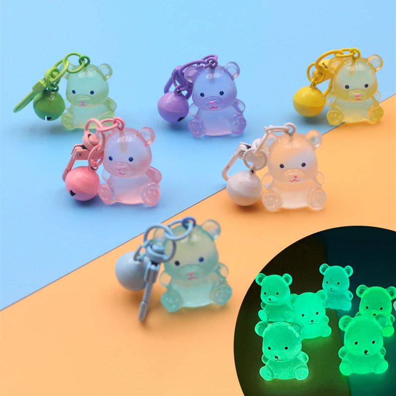 

Luminous Bear Key Chain Cartoon Color Animal Doll Pendant Key Ring Backpack Charms Car Decoration Bag Accessories