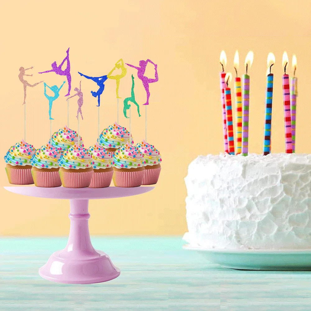 Gymnastik-Partygeschenke, alles Gute zum Geburtstag, Banner, Turnerin-Kuchenaufsätze, Latex-Ballon, rhythmisches Sport-Thema, Geburtstagsparty-Dekoration – Detail 15