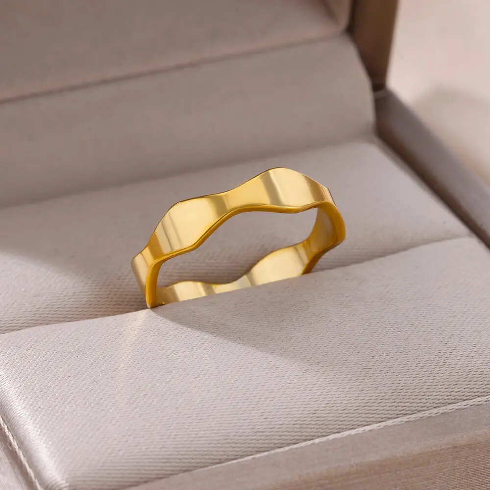 Stainless Steel Geometric Rings Waterproof Certified