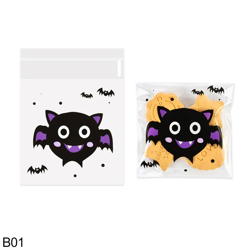 Description Picture 3 of item100pcs Halloween Candy Packaging Bag Ghost Festival Pumpkin Party Gift Self Sealing Bag Baking Biscuit Cake Decorations Supplies
