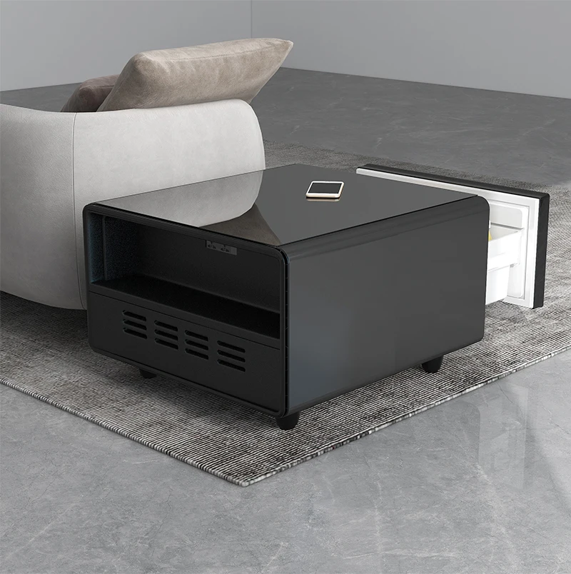 Mesita de noche nevera mesa de centro inteligente carga inalámbrica diseño  conciso mesa de refrigerador de