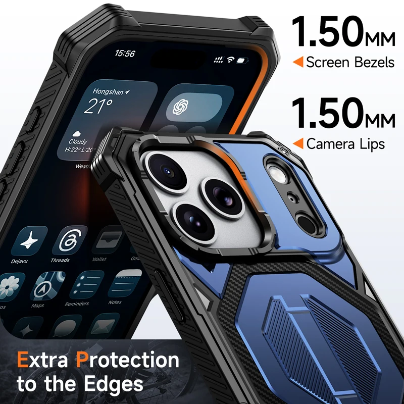 ELVEV Magnetic Rugged Armor Shockproof Phone Case with Bracket