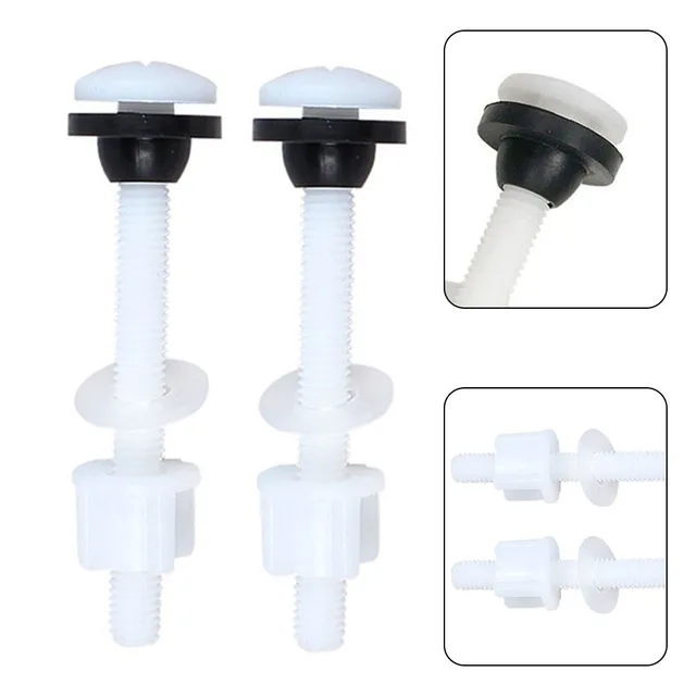 Toilet Tank Bolt Repair Kit – 3 Pairs Of White Plastic Screws & Washers For Toilet Seat & Tank Fixing