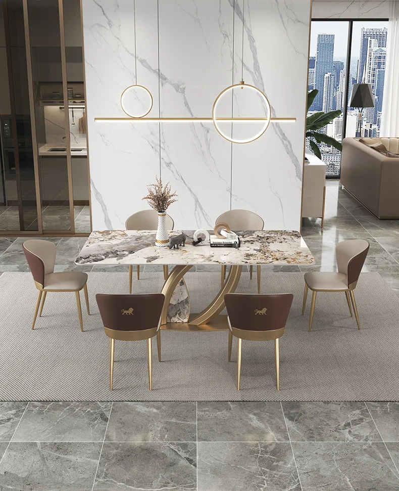 Description Picture 6 of itemKitchen Island Marble Rectangular Table Custom Dining Set Luxury Design Modern High-end Villa Basse De Salon Furnitures