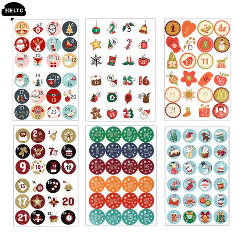 

Календарь с цифрами 1-24, многофункциональная герметичная наклейка «сделай сам», Подарочная коробка, упаковка конфет, печенья, этикетка, Декор, Рождественская наклейка с адвентом