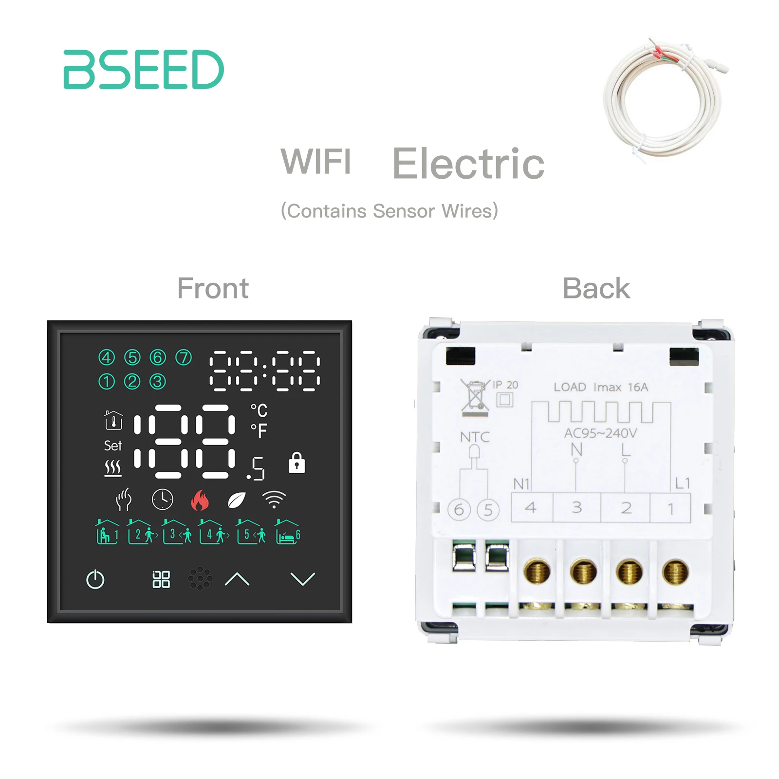 BSEED LED หน้าจอสัมผัสไฟฟ้าเครื่องทําความร้อนชั้นหม้อต้มน้ํา Room Thermostat โมดูล Part WIFI Alexa Temperature Controller APP 1