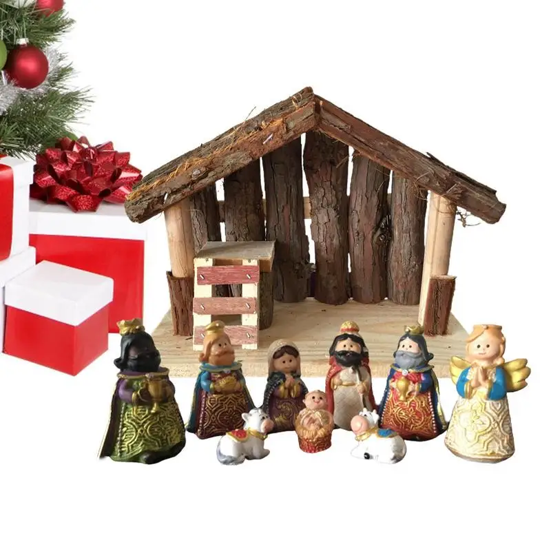 

Nativity Sets For Christmas Indoor 10Pcs Resin Figurines Holiday Decors Nativity Scene Tabletop Decor Religious Collection Gifts