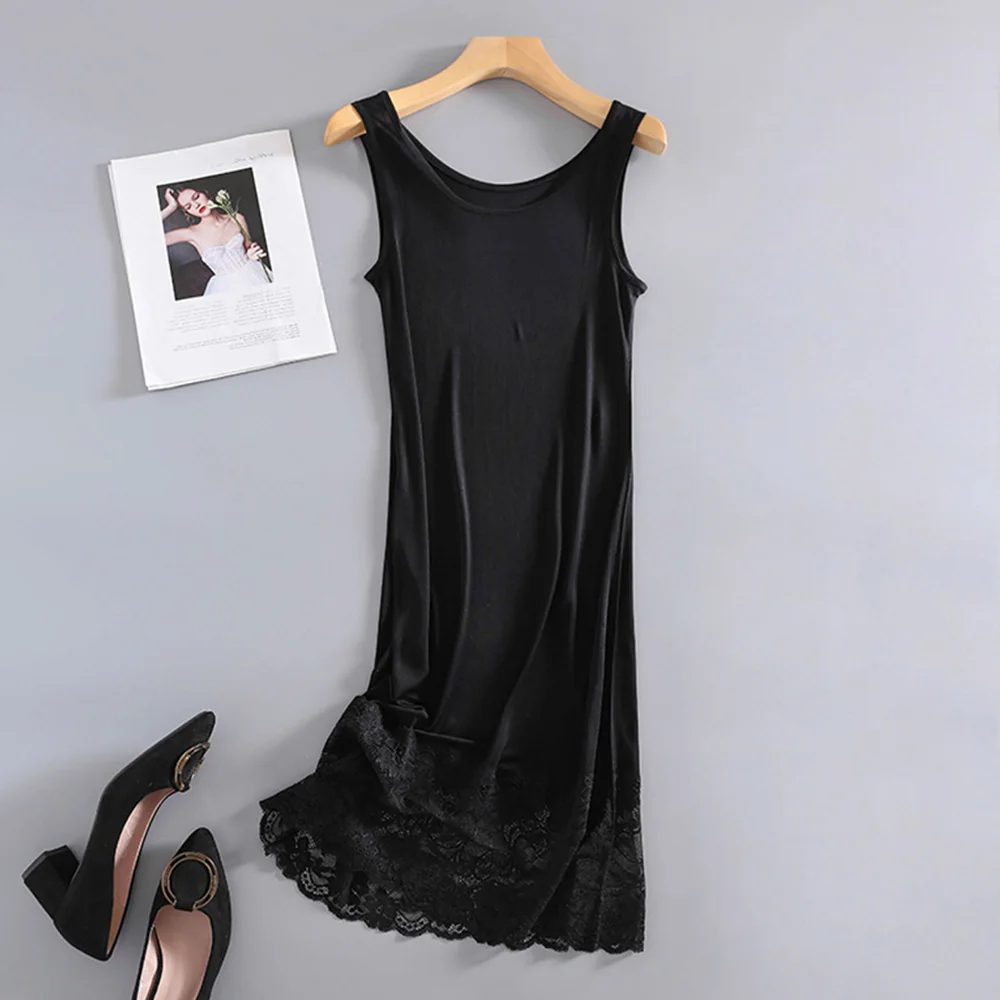 Women's Full Slips for Under Dresses 50% Mulberry Silk Lace Nightgown Sleepwear Tank Sleeveless Nightshirt petticoat skirt half slip skirt women full slip dress