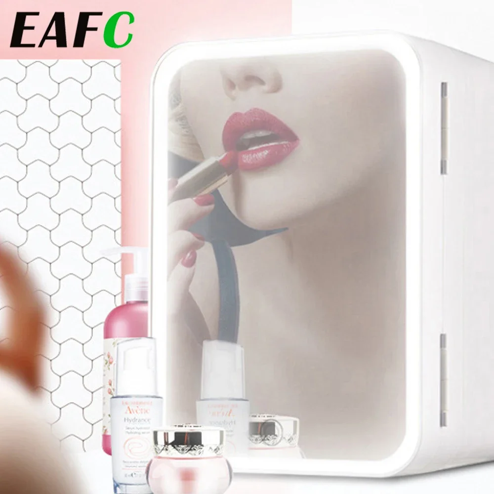 6 Liter Mini Fridge Portable Thermoelectric Cooler and Warmer Refrigerator for Beauty Skin Care Makeup with LED Mirror portable refrigerator