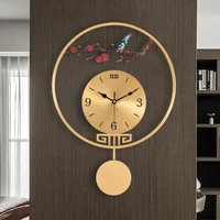 Wall Clock Classic Brass Branch Bird with Pendulum Backyard Garden Decorations Natural Pastoral Style Home Room Interior Design 2