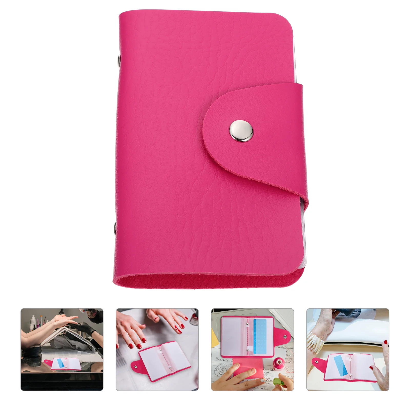 

Nail Stencil Card Holder Multi-card Position Bag Plates Steel Stamping Case Pink Template