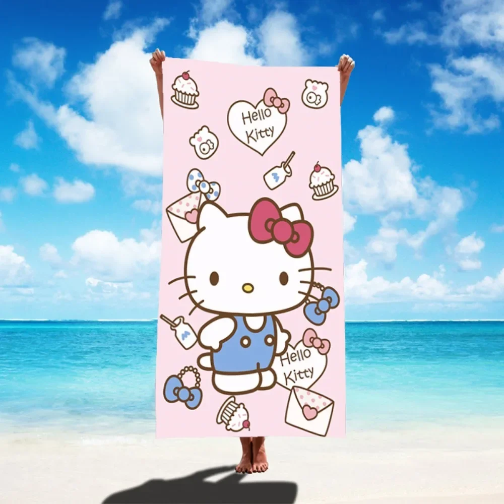 

2024Sanrio Hellokitty Kuromi Microfiber Blanket Quick Drying Beach Towels Printing Towel Super Absorbent Pool Towel Blanket