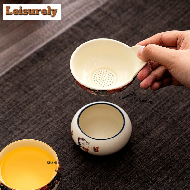 Mineral Rocks White Little Cat Tea Separator Infusor Antique Tea Strainer Dispenser Tea Brewing Tea Filter Chinese Tea Set Gift