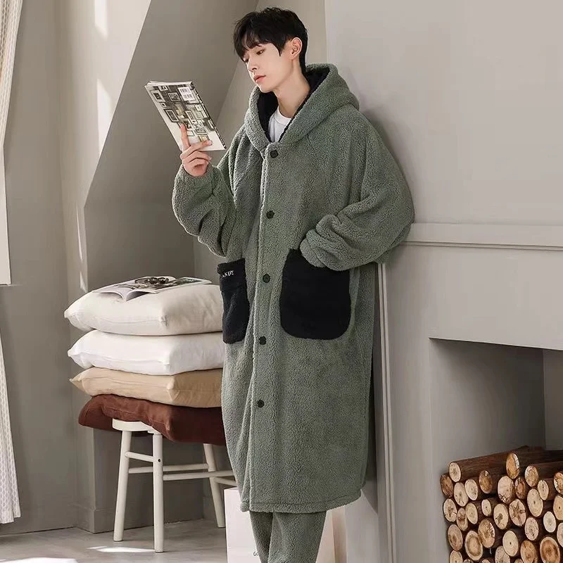 winter-thicken-warm-pajamas-sets-for-men-flannel-bathrobe-suits-2piece-set-casual-nightwear-home-clothes-soft-nightwear