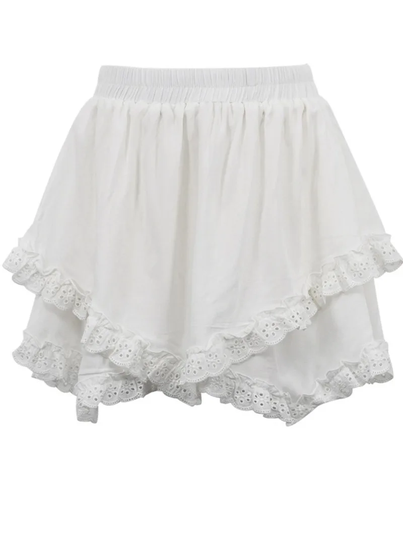 Woman Clothing White Skirts Fashion 2025 High Waist Patchwork Mini Skirt Sweet Girls Summer Short Dress Y2K Beach Streetwear