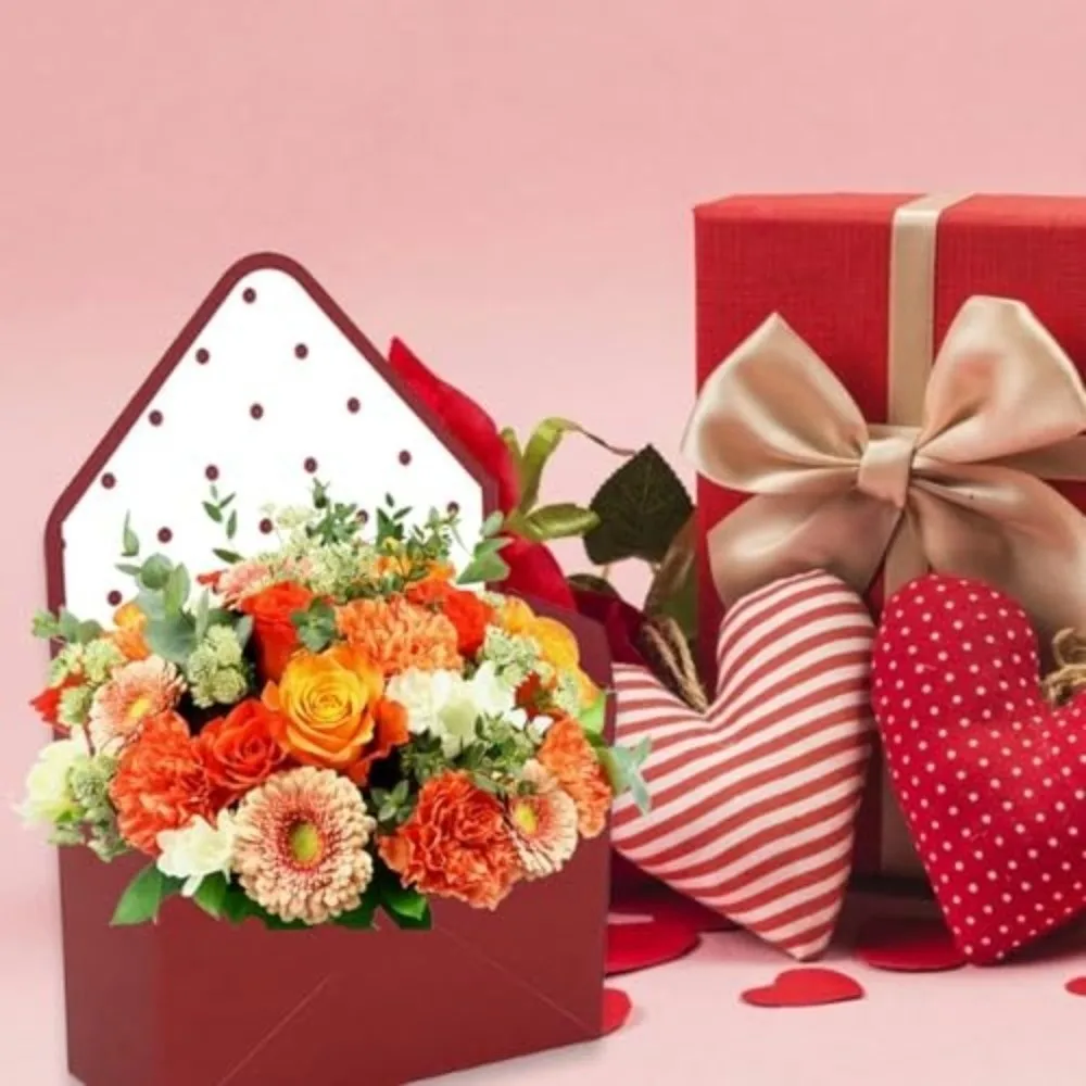 Neue Faltbare Valentinstag-Umschlagboxen DIY Leere Blumenstrauß-Verpackung Gestreifte Blumenstrauß-Umschlagbox Geburtstag – Detail 3