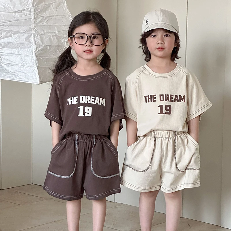 Kids Summer Sports Tracksuit Tee Shorts Set