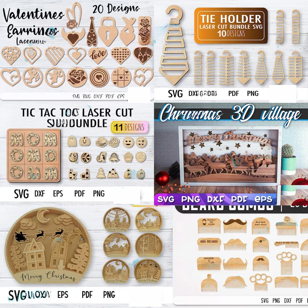 Laser Cut Designs Files 735 Laser Cut Designs Vector Toy Gift Decoration Art Files Bundle SVG DXF EPS Format