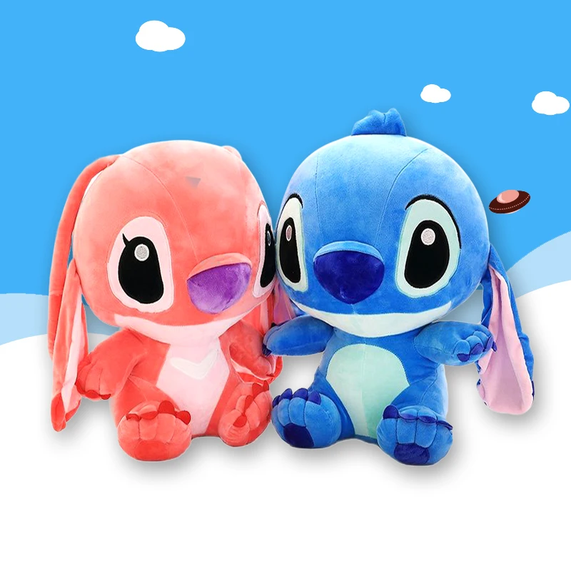 

Disney Stitch Plush Doll Big Size Kawaii Soft Blue Pink Elf Cartoon Anime Movie Stuffed Toy Christmas Gift