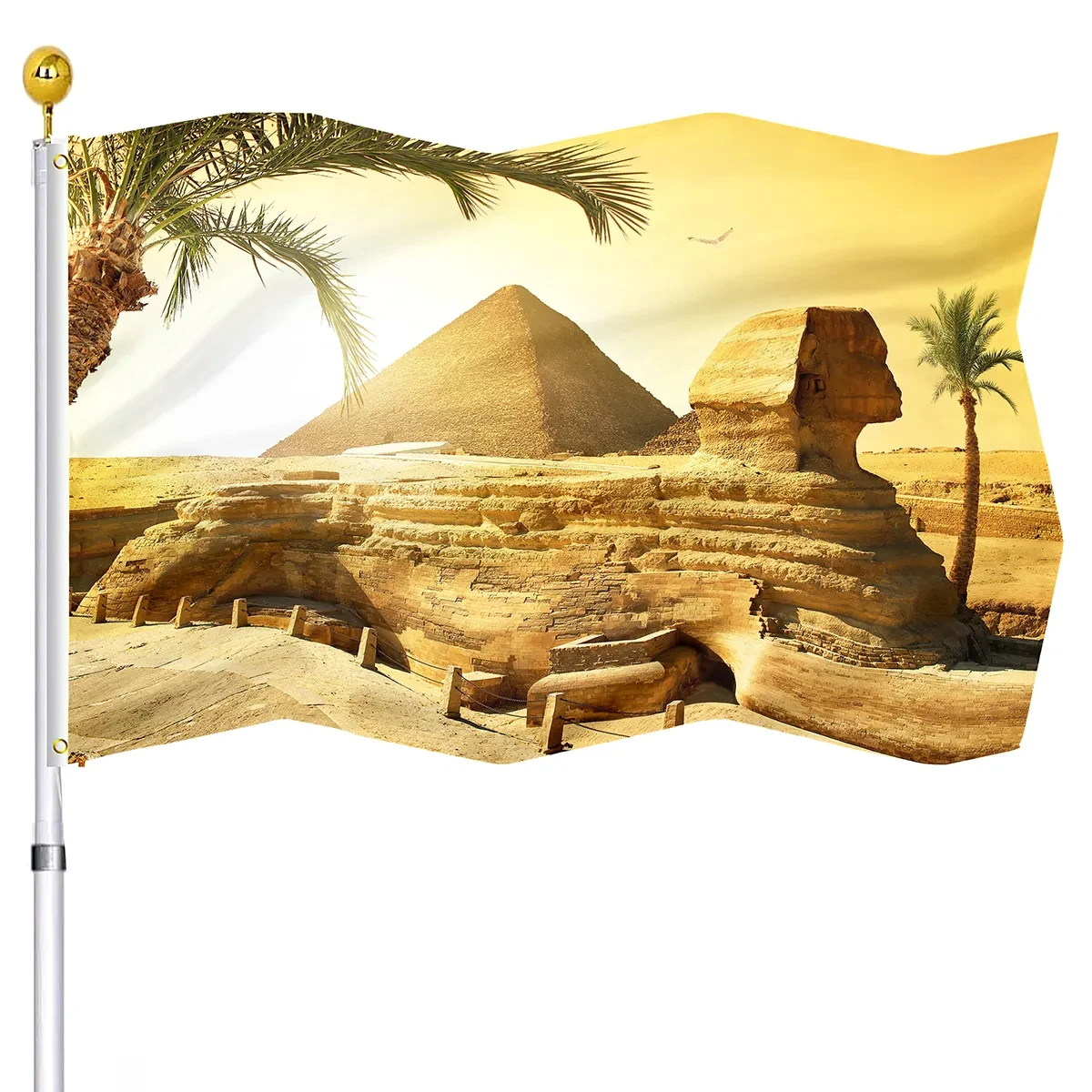 

Ancient Egyptian Pyramid Sphinx Flag UV Resistant Double Stitched Flags with Brass Grommets Indoor Outdoor Decor for Women Men
