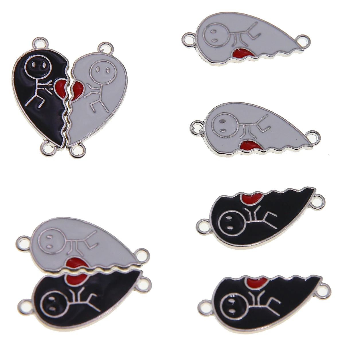 

50pcs/25set 26*12*1.5 Fashion splicing Couple Love Pendant necklace Alloy Drip oil Valentine gift jewelry necklace