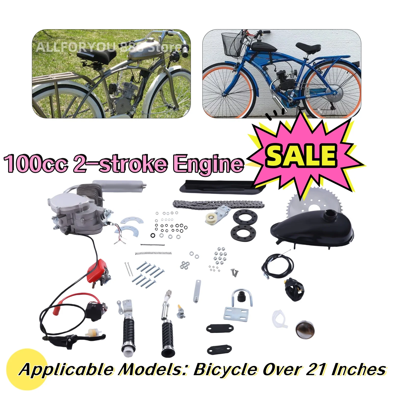 100CC 2-Stroke Bicycle Gasoline Engine Set With Upgraded Hydraulic Petrol Gas Motor Engine