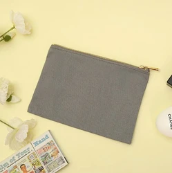 Customized Bridesmaid Makeup Clutch - Travel & Special Occasion Gift - Metal Gold text (Deep Grey)