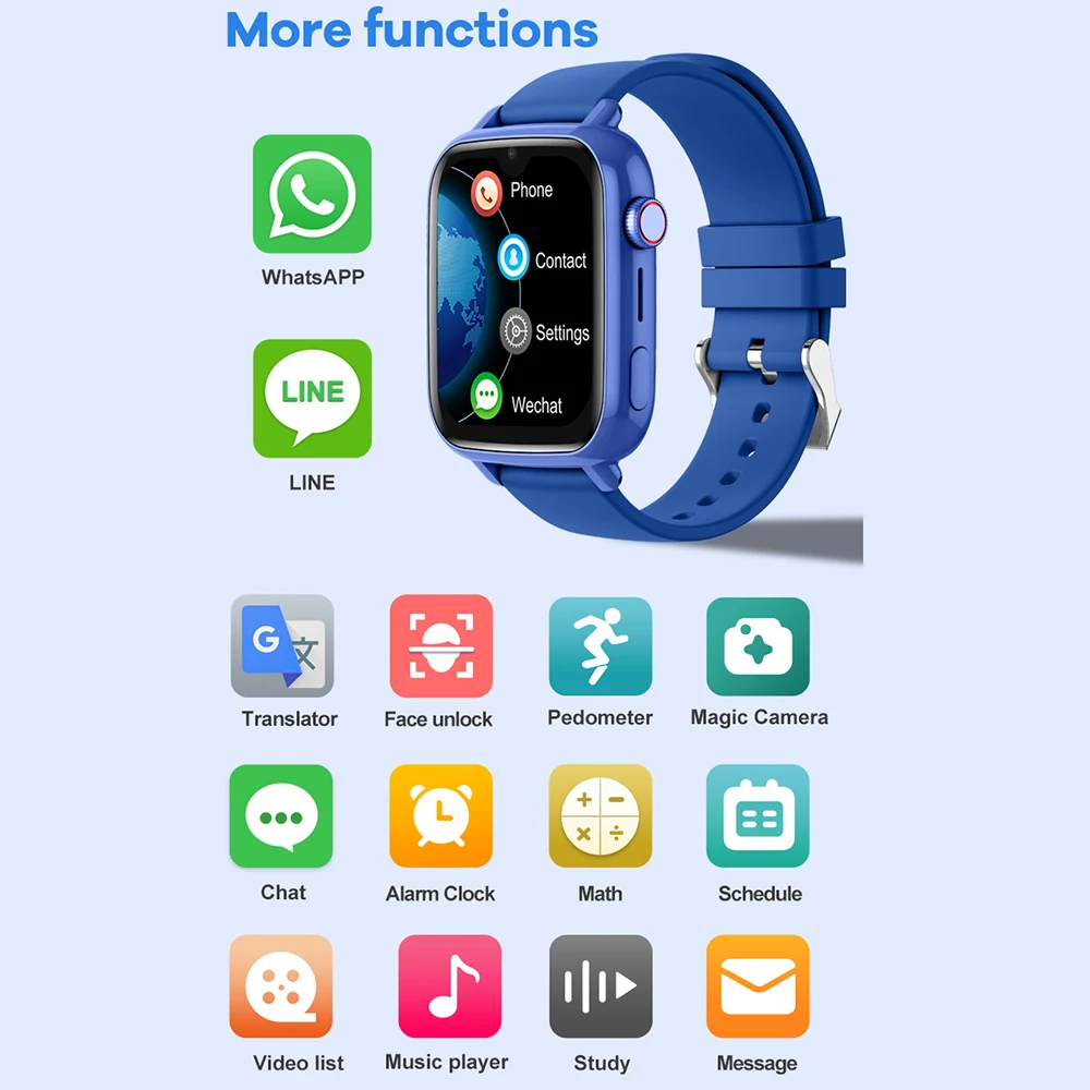 4G Smart Watch Kids GPS WIFI Video Call SOS APP Download Child Smartwatch Camera Monitor Tracker Location Phone Watch 6