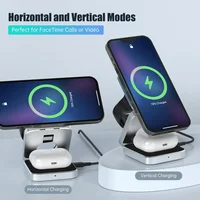 Travel 3 in 1 Magnetic Wireless Charger Foldable Stand Dock for IPhone 15, 14, AirPods,iwatch for Apple / for Samsung Galaxy S23 - Image 2
