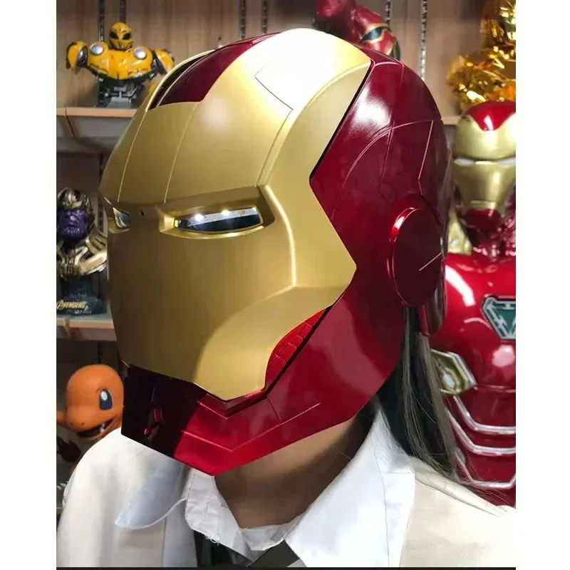 

Hot Marvel Avengers Iron Man Helmet Cosplay 1:1 Light Led Ironman Mask Pvc Funny Action Figure Toys Child Adult Xmas Gift