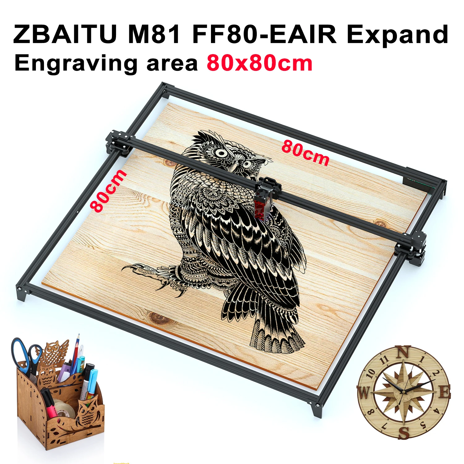 

ZBAITU 80W Laser Engraving Machine M81 Expand 80x80cm Cutting Wood Engraver Cutter with Wifi Offline Control 80W Laser Module