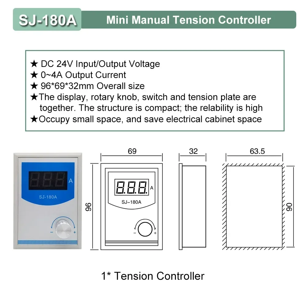Magnetic Powder Brake Tension Controller Kit Magnetic Particle Brake 0.6kg-40kg DC24V 6Nm-400Nm Unwinding 1400rpm for Textile