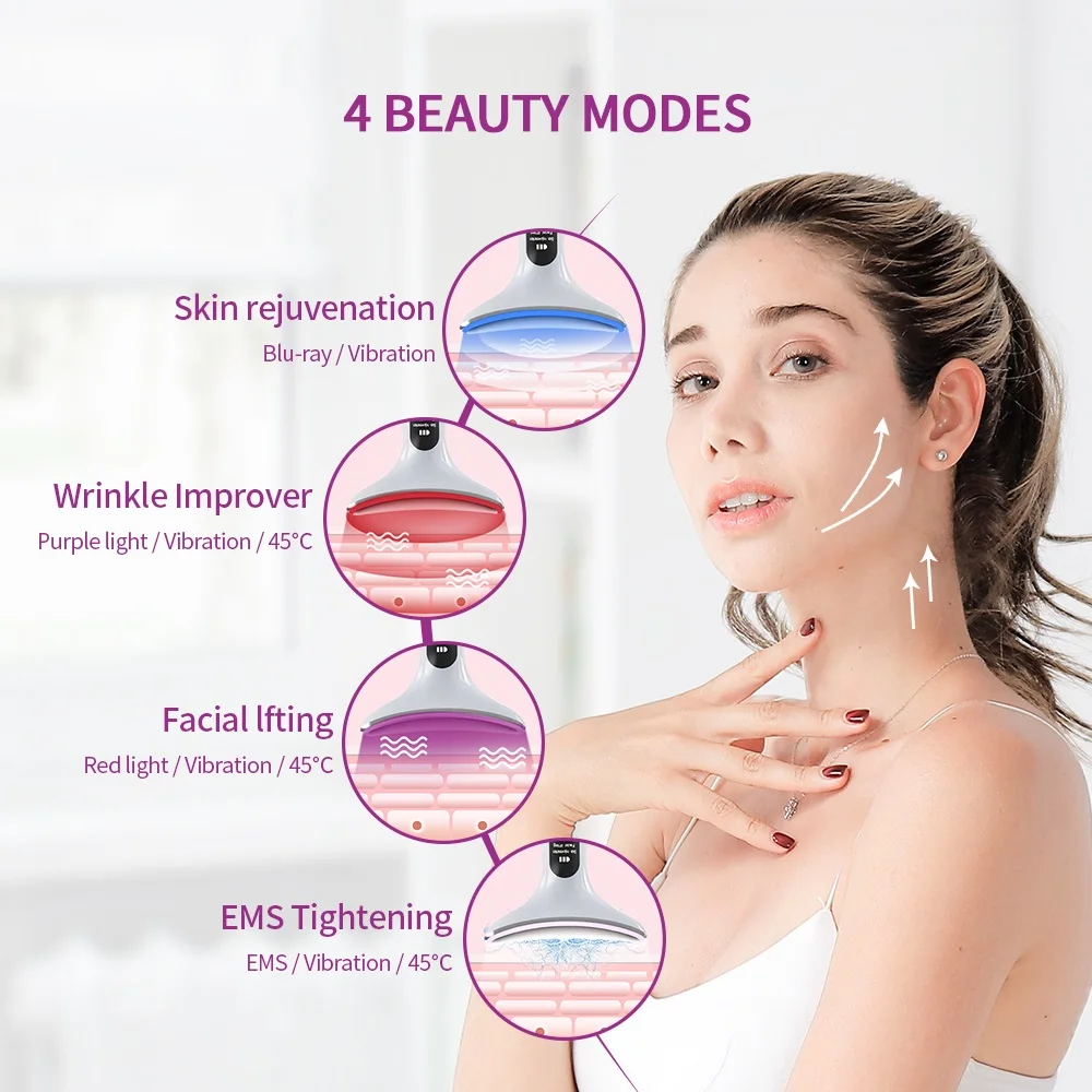 Neck Face Lifting Massager Face V Line Chin Lift Up Double Chin Remover Anti Neck Wrinkle 7 Colors LED Facial Neck Beauty Device