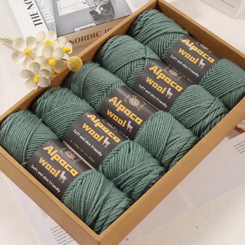 500g Alpaca 245 Stick Needle Thick Wool Yarn Multi-Color Autumn and Winter Fashion Gift for Men and Women Handmade DIY Knitted Material Package Knitted Warm Sweater Sweater Jacket Scarf Hat Gloves Wool Knee Pads 5 Pcs/Pack 2