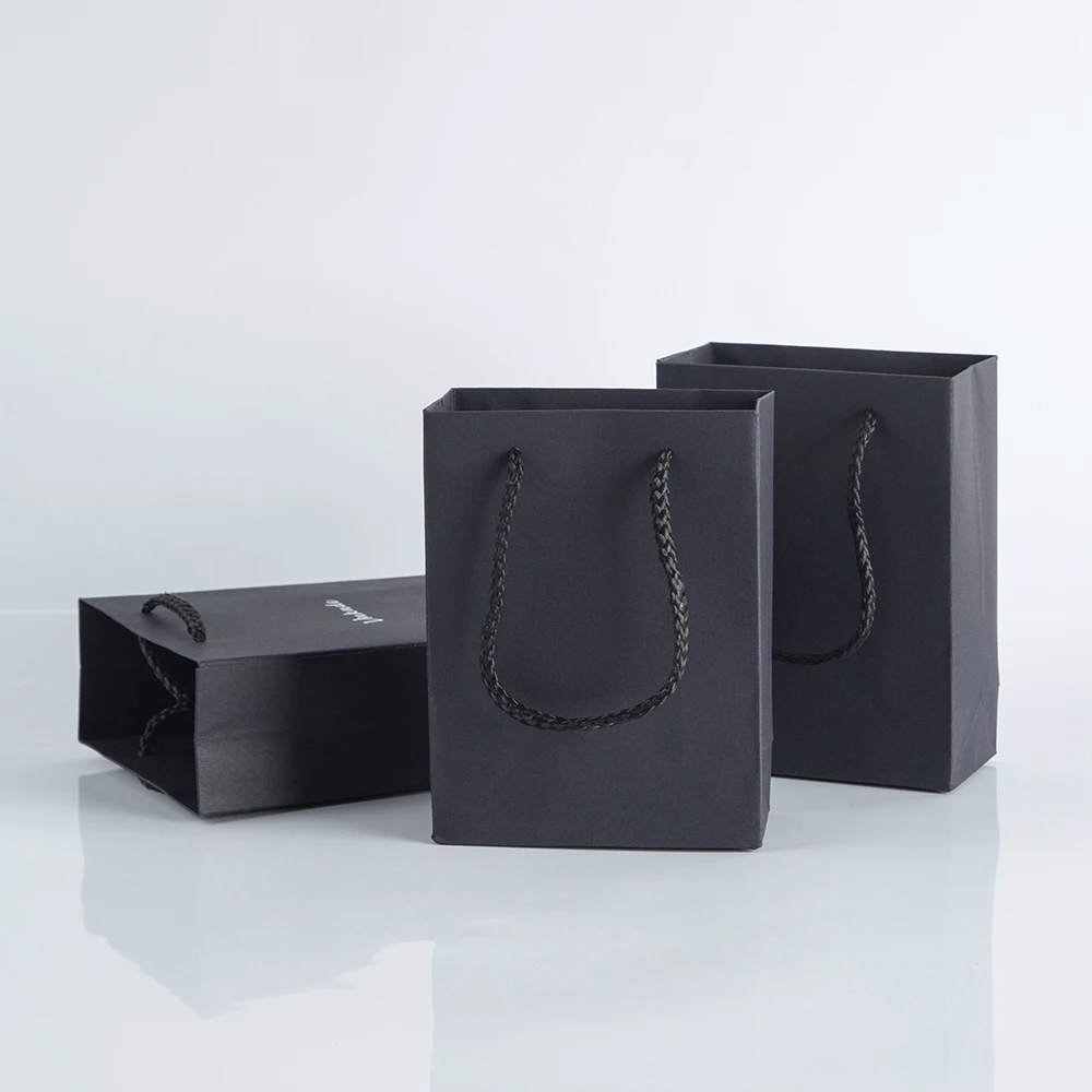 12x5,7x16cm Schwarze Karton-Geschenktüten mit Kordel für Hochzeit, Einkaufen, Kleidung, Verpackung, Kleinunternehmen, Bolsa Papel – Detail 8