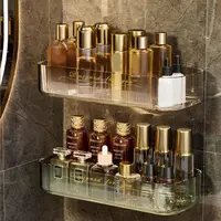 Wall Mounted Toilet Storage Rack Accessories No-punch Acrylic Bathroom Shelf Luxury Space Saving Kitchen Storage Organizer 1