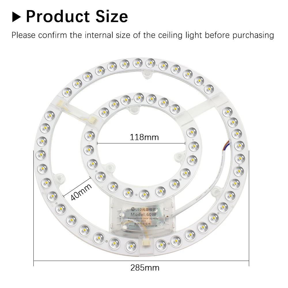 Led Panel 220V Ceiling Light Replacement Led Module Dimmable 60W Round Circle Light Panel Board Module for Ceiling Fan Lights led light led ceiling light led panel ceiling light module