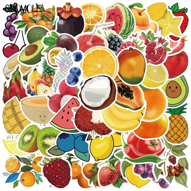 10/30/50PCS Cartoon Fruit And Vegetable Dessert Food Stickers Cute  Children's Early Education DIY Toy Laptop Reward Sticker F5