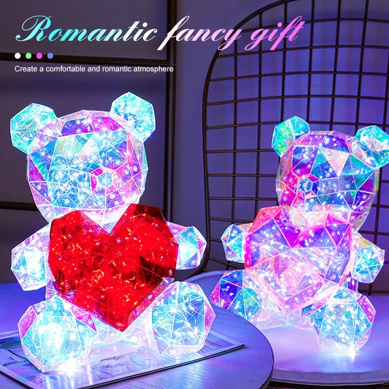 

New Glowing Color Teddy Bear LED Fantasy Bear Lamp For Birthday Valentine's Gifts Romantic Holiday Decor Creative Unique Gift