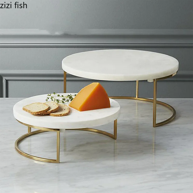 Iron Marble Cake Stand Dessert Tray Dim Sum Plate Display Stand Jewelry Tray Sushi Plate Snack Fruit Plates Refreshment Trays