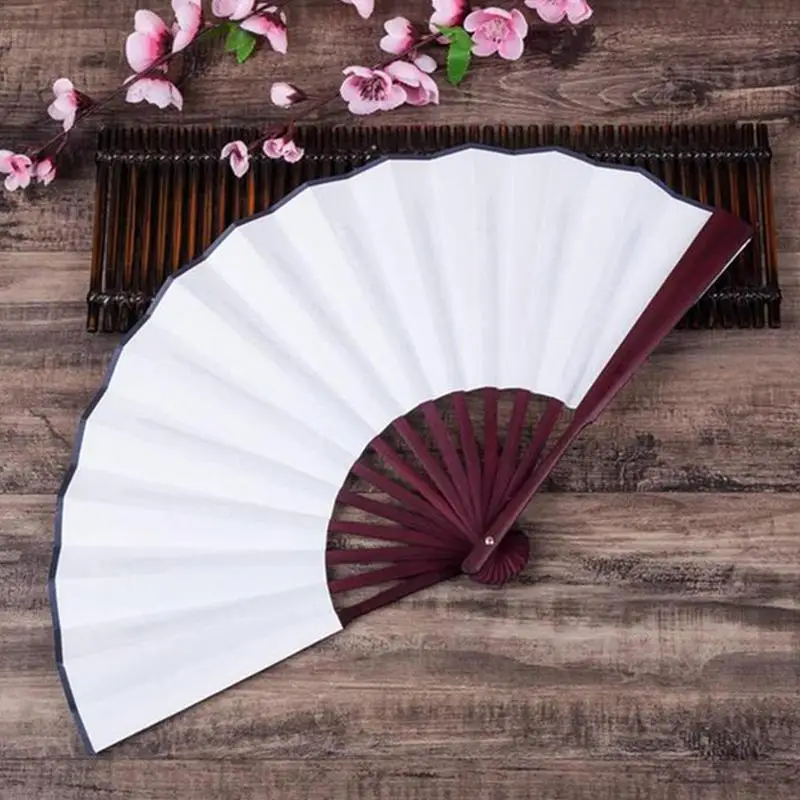 10.6 Inch/13 Inch Silk Cloth Blank Chinese Folding Fan Wooden Bamboo Antiquity Folding Fan For Calligraphy Painting Home Decor,folding fan,hand fan,wooden hand fan,silk fans