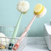 Double-Sided Soft Hair Massage Bath Brush Long Handle Back Rub Brush 2 In 1 Bath Brush With Bath Ball Double Side Scrub Brush 2