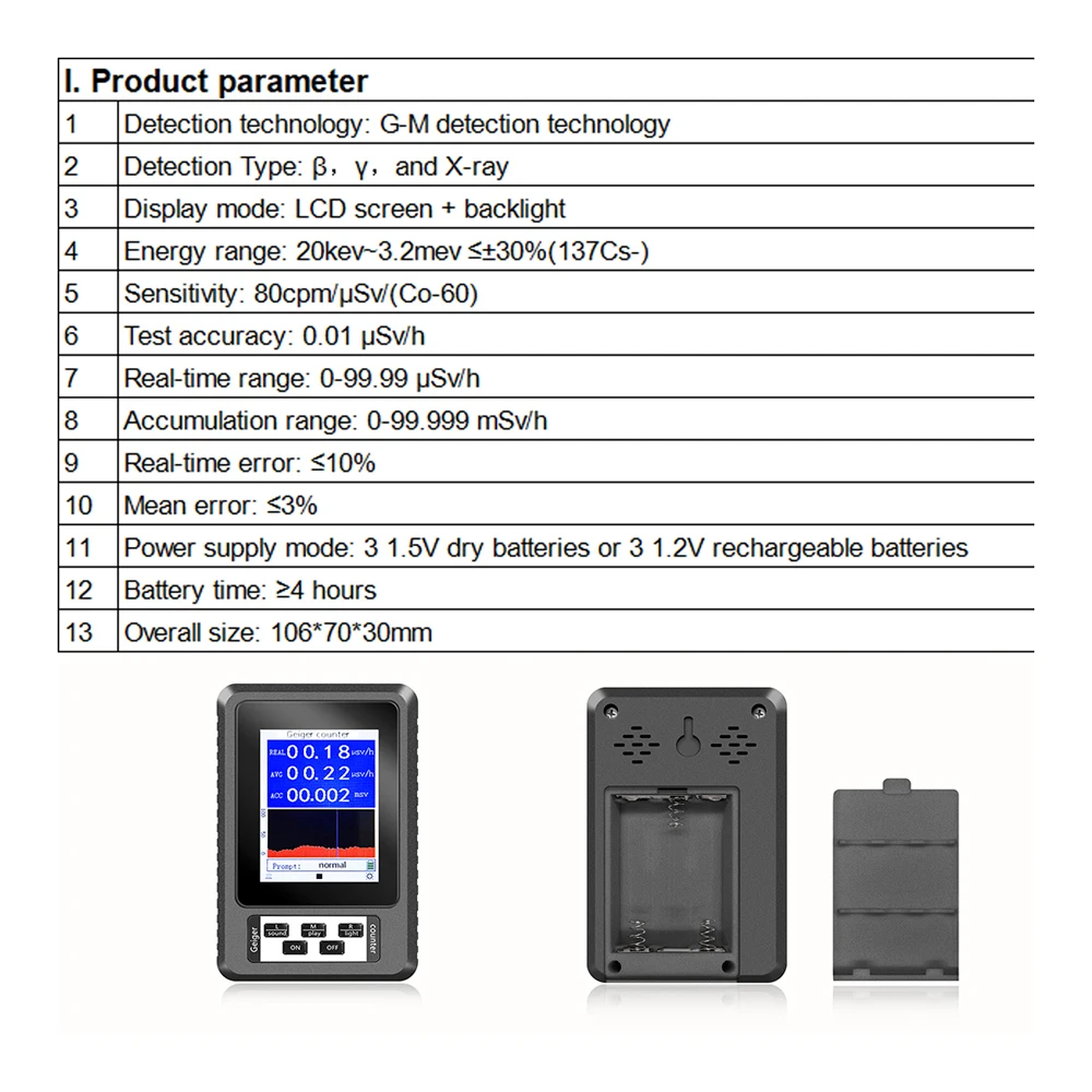 KKMOON Geiger Counter Radiation Dosimeter Nuclear Radiation Detector Radioactive Tester Detector Radioactivity