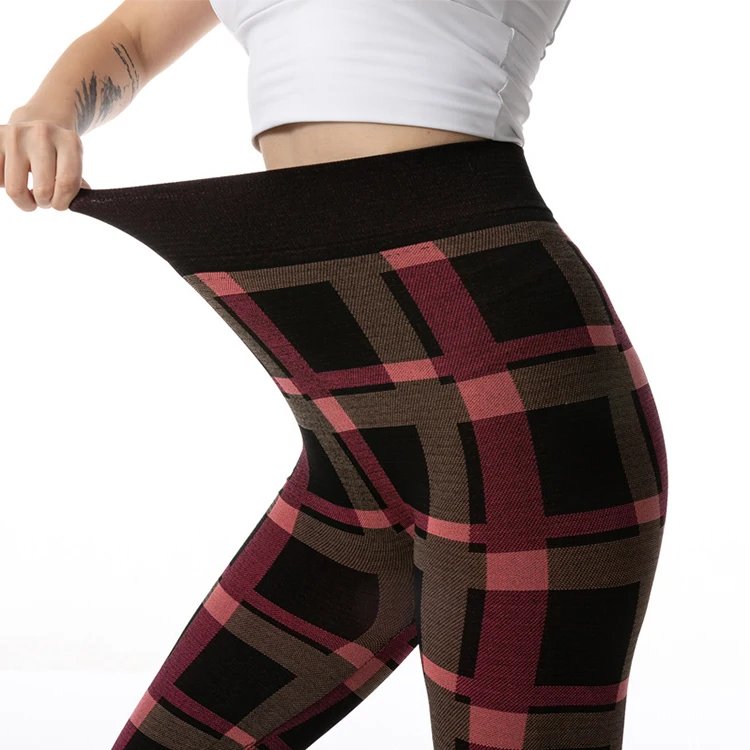 CHSDCSI Sports Pants Sexy Leggins High Waist Plaid Printed Women Leggings Workout Running Push Up Trousers Elastic Fitness Gym aerie crossover leggings