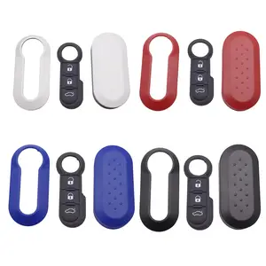 Funda para Llavero para Fiat 500 Linea Carcasa para Llave automática  Inteligente con Filtro de 3 Botones con Llaveros de Cuero para Accesorios  Fiat 500 Funda para Llave de TPU Suav YONGSHENG