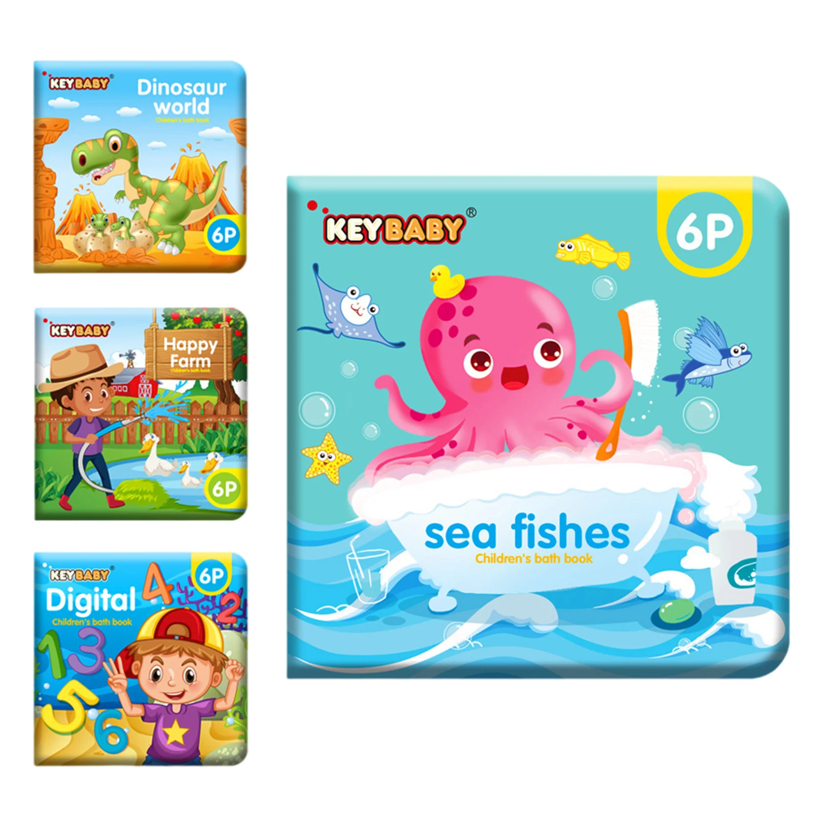 4 Pack Soft Baby Bath Books Floating Infant Shower Books Waterproof